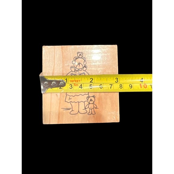 Vintage Aleene’s Wooden Rubber Mounted Stamp Mama Bear And Her Cubs 1992 Country - Picture 5 of 6